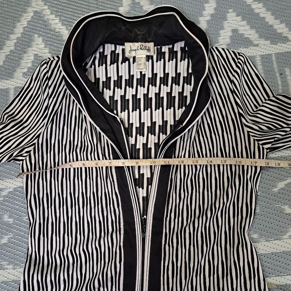 Joseph Ribkoff Striped Zipper front light Jacket - Picture 7 of 8